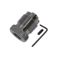 DIN MALE 200/300 BAR to 1/4″BSP with M5 Flow Restrictor Fitted & Allen